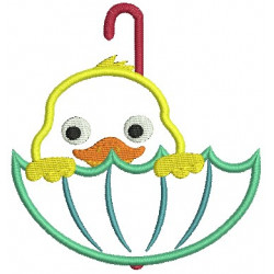 Stickmuster - Ente im Regenschirm